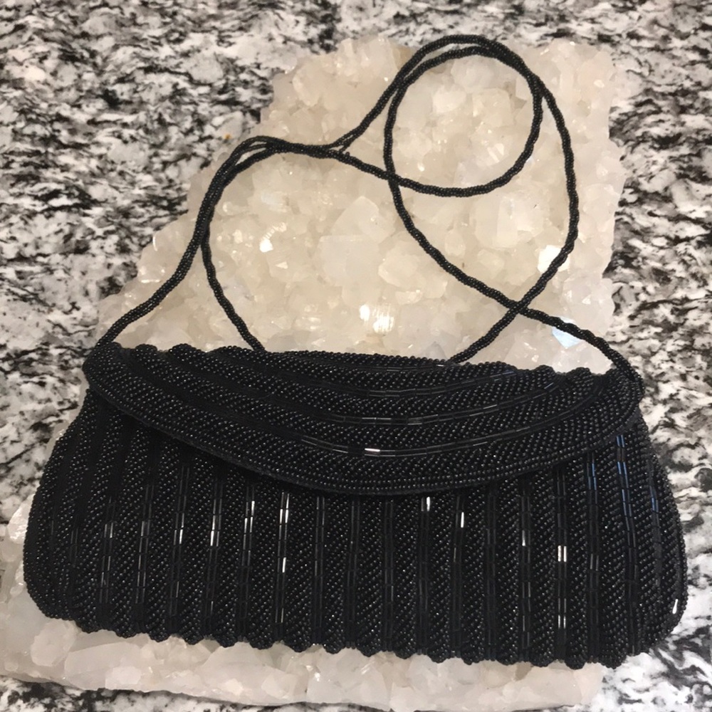 Black Beaded Cocktail Party Bag
